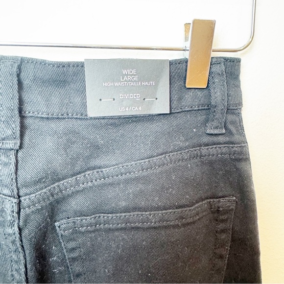 H&M | High Waist Wide Leg Black Denim Jeans NWT - Picture 4 of 8